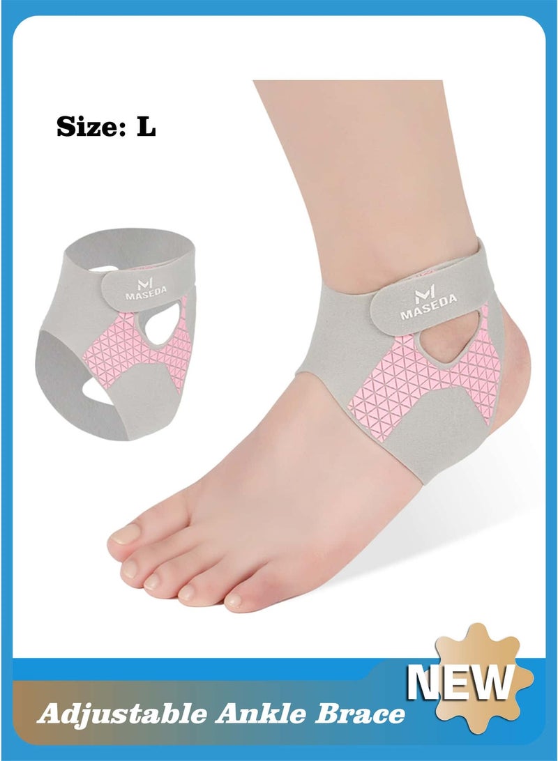 Maseda Breathable Adjustable Ankle Brace for Men and Women, Compression Sports Ankle Support for Plantar Fasciitis and Achilles Tendon Support, Elastic Single Ankle Sleeve for Injury Recovery (Pink, L) - Image 1